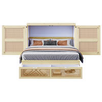 SCHRANKBETT 140/200 cm Natur Schrankbett mit Stauraumschubladen und Rattan-Design - Naturfarben, Holzwerkstoff (140/200cm) - OKWISH