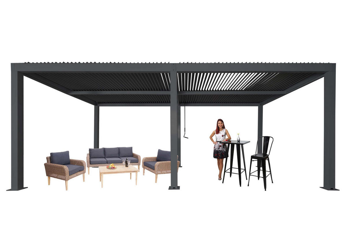 PERGOLA 220x600x300cm Anthrazit - Anthrazit, Metall (600/220/300cm) - BERLINLODGE