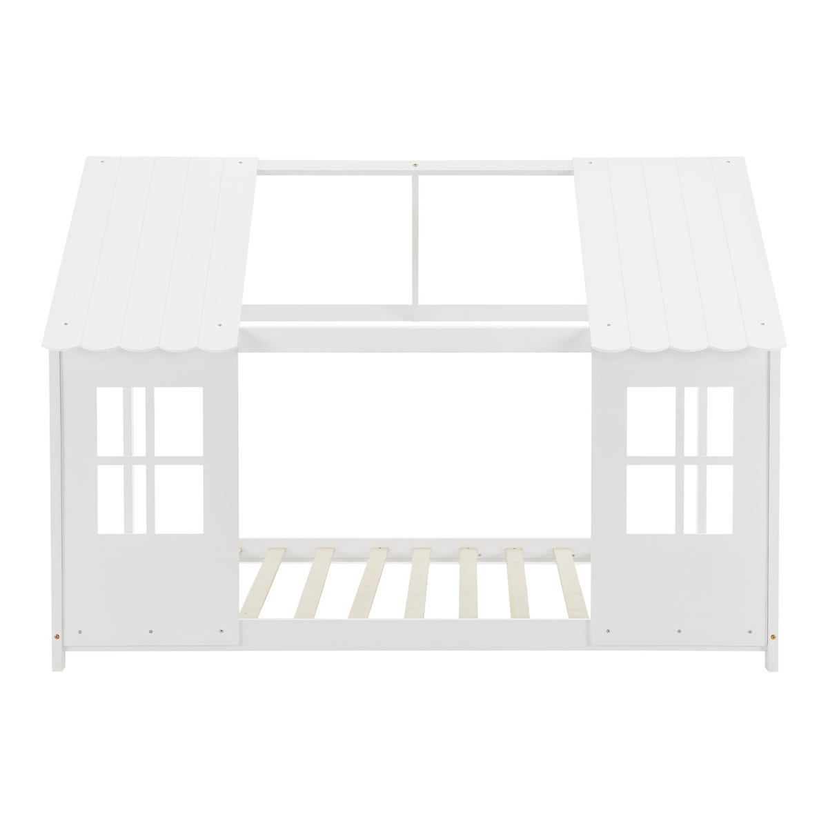 HAUSBETT Tostedt mit Matratze - Weiß, Holz/Textil (90/200cm) - [en.casa]