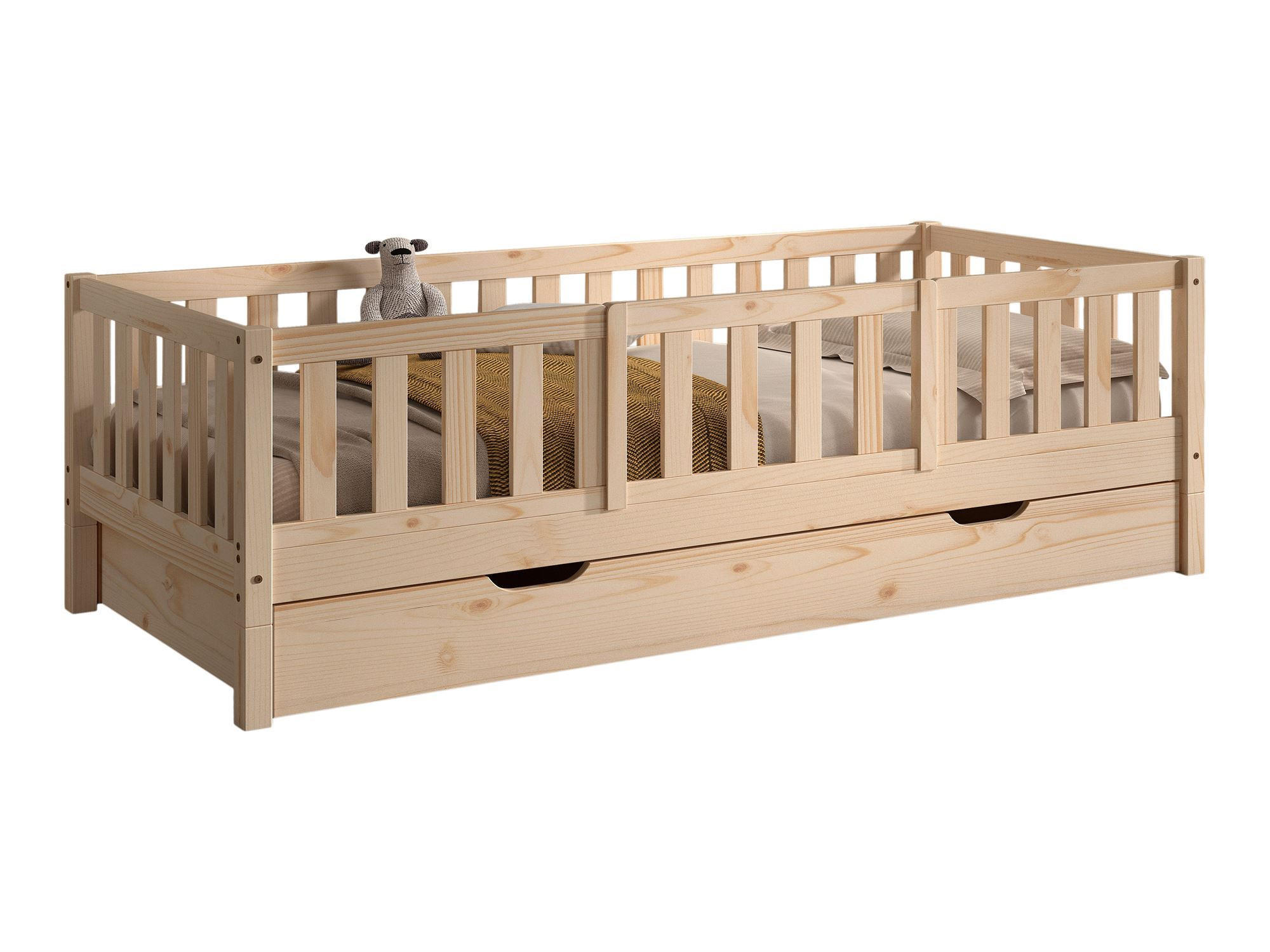 TAGESBETT Kapua 90x200 mit Bettschublade Rausfallschutz Kiefer massiv - Kieferfarben, Holz (90/200cm) - 58aufmkessel