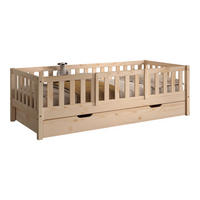 TAGESBETT Kapua 90x200 mit Bettschublade Rausfallschutz Kiefer massiv - Kieferfarben, Holz (90/200cm) - 58aufmkessel