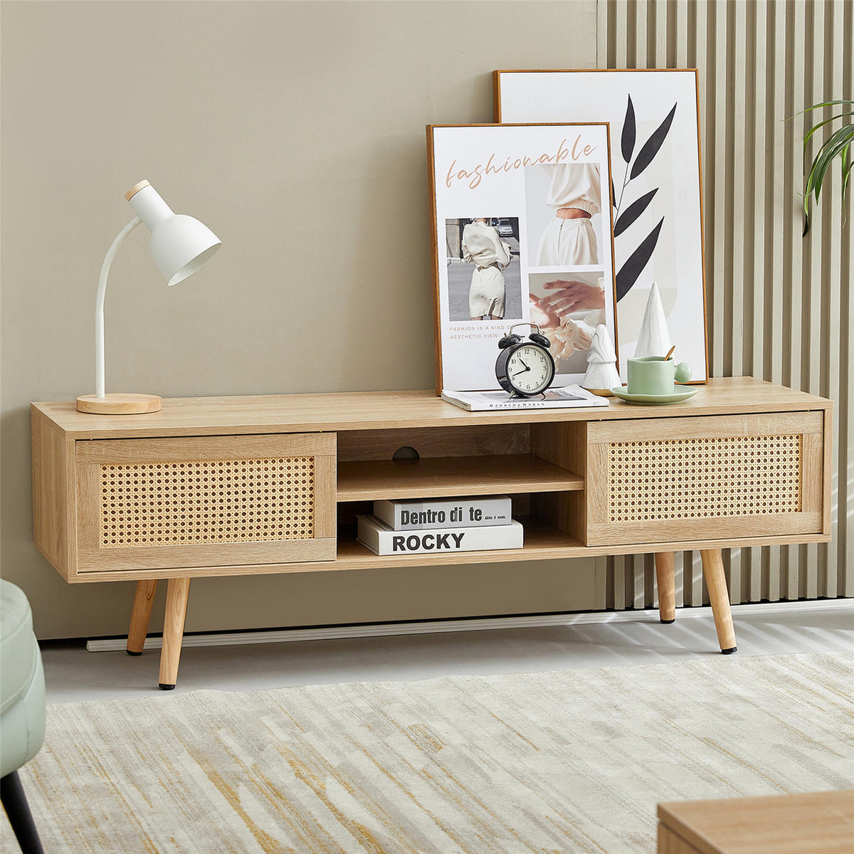 TV-SCHRANK Naturholzoptik mit Schiebetüren - Naturfarben, Holz (140/46.5/40cm) - Kaket