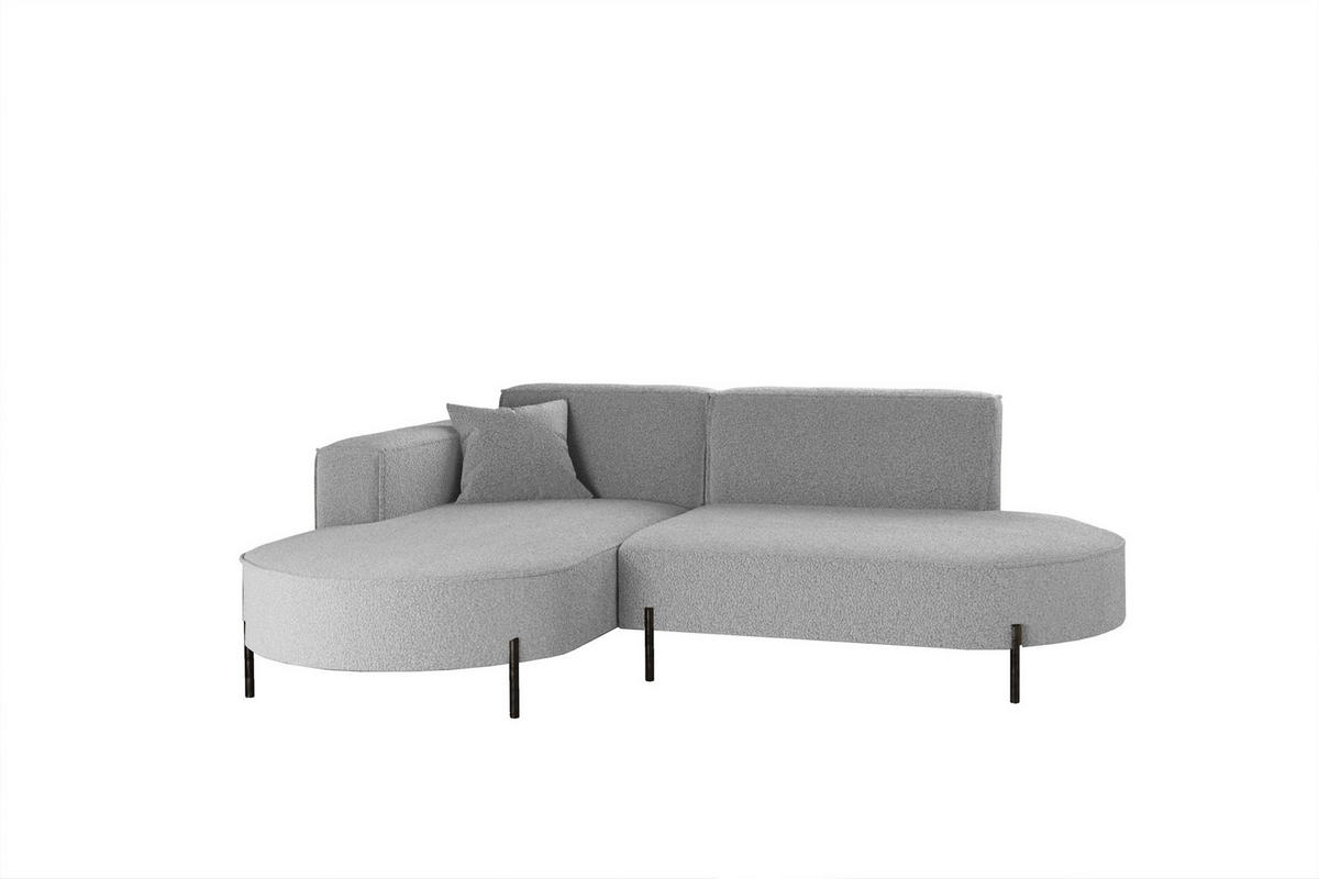 ECKSOFA Valencia Xs - Hellgrau, Holzwerkstoff/Textil (236/165cm) - Fun Möbel