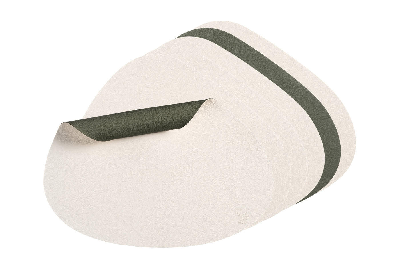 TISCHSET - 6er-Set - Recyclingleder in Cremeweiß und Graugrün - Weiß, Textil (37/44cm) - Björn