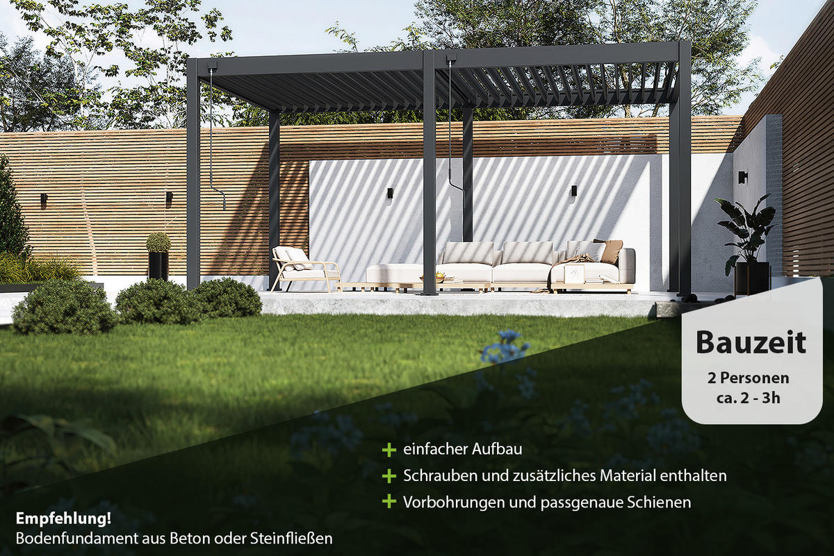 PERGOLA Classic Pavillon Terrassenüberdachung Aluminium 3 x 5,3 M anthrazit - Anthrazit, Metall (300/255/530cm) - WEIDE