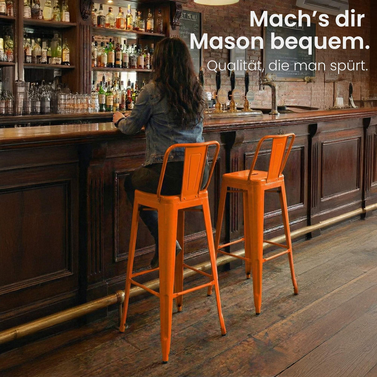 BARHOCKER 4er Set Metall Orange - Orange, Metall (44/96/43cm) - CLP