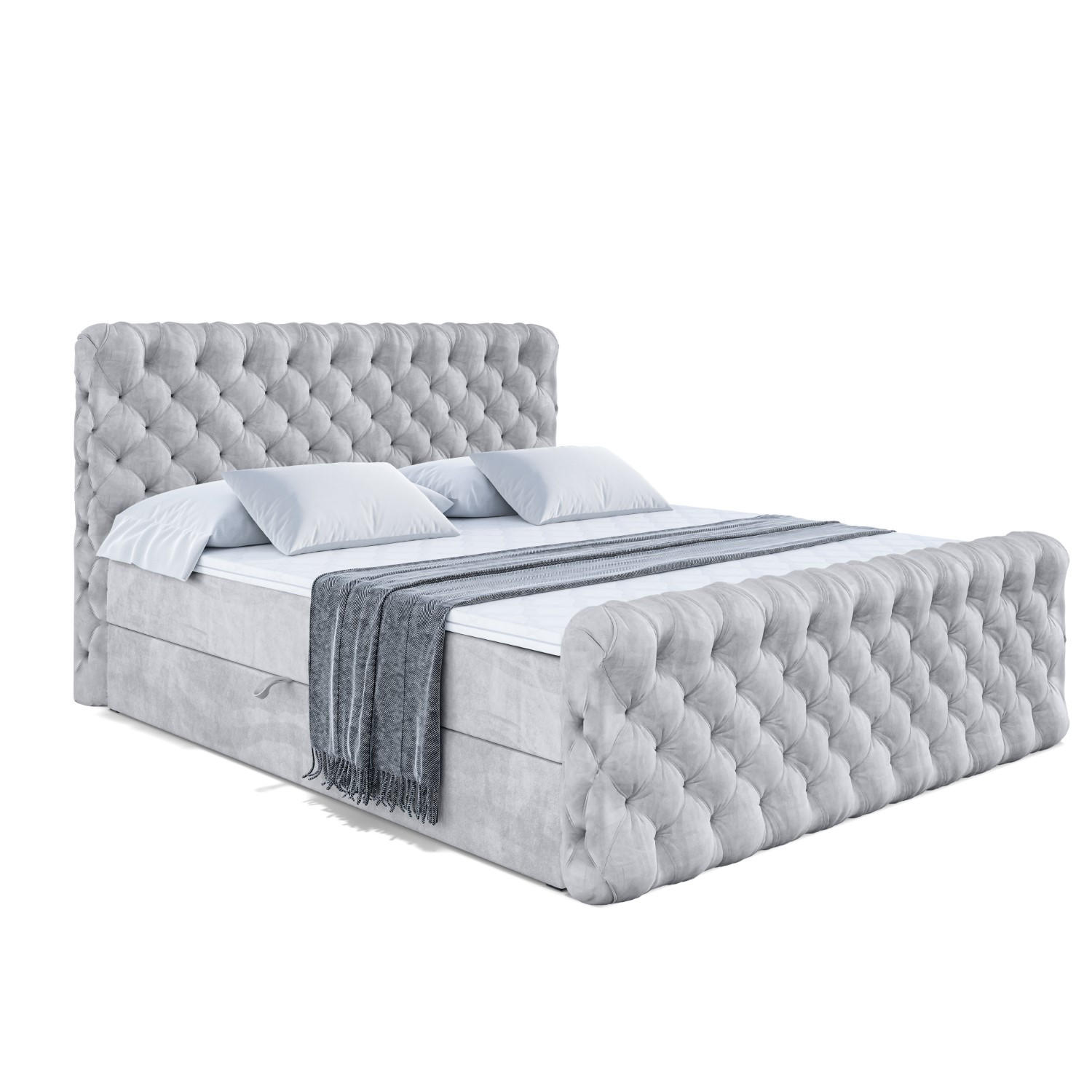 BOXBETT BOXI8-Z - 120x200 cm - H3 - Hellgrau - Hellgrau, Holzwerkstoff (120/200cm) - ALTDECOR