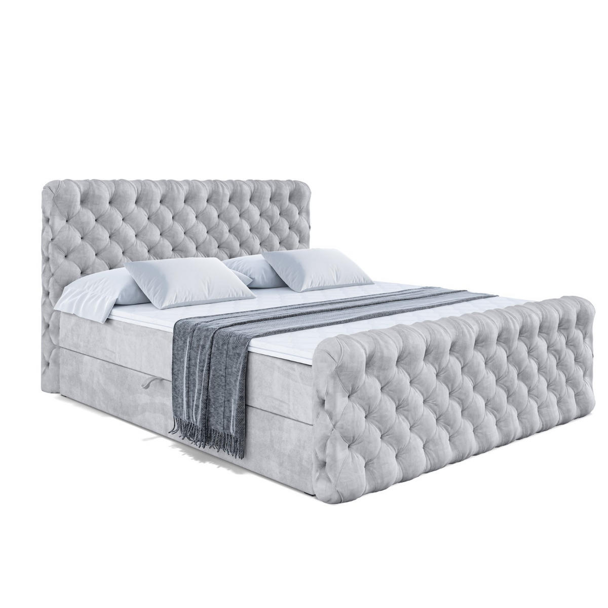 BOXBETT BOXI8-Z - 180x200 cm - H3 - Hellgrau - Hellgrau, Holzwerkstoff (180/200cm) - ALTDECOR