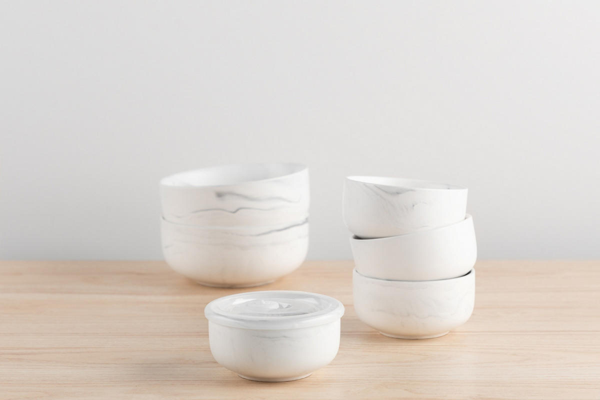 KERAMIKSCHALE mit Deckel Ø 13 cm - Weiß, Keramik (13cm)