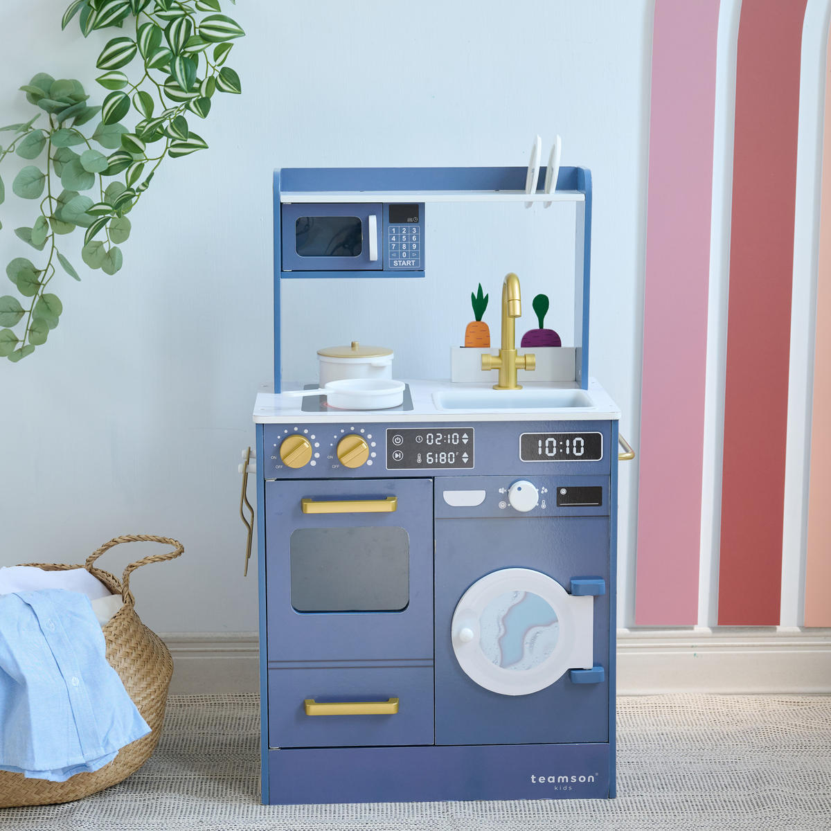KINDERKÜCHE Spielküche, Blau, 79cm - Blau, Holzwerkstoff (51/31/79cm) - Teamson Kids