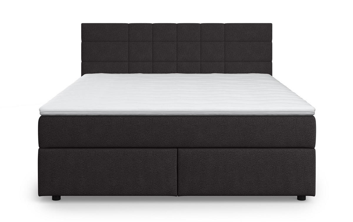 BOXBETT 140/160/180x200 – inkl. Topper, 7‑Zonen Taschenfederkern-Matratze, New York-Stoff - Anthrazit/Schwarz, Holz/Kunststoff (140/200cm) - Cotta