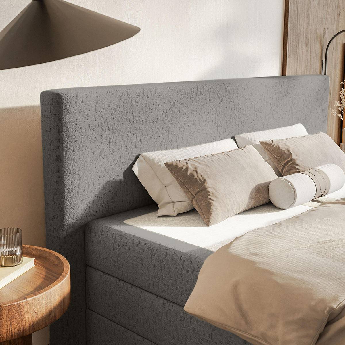 BOXSPRINGBETT Velipoja Premium 140x200 cm, Grau - Grau, Textil (140/200cm) - Fedve