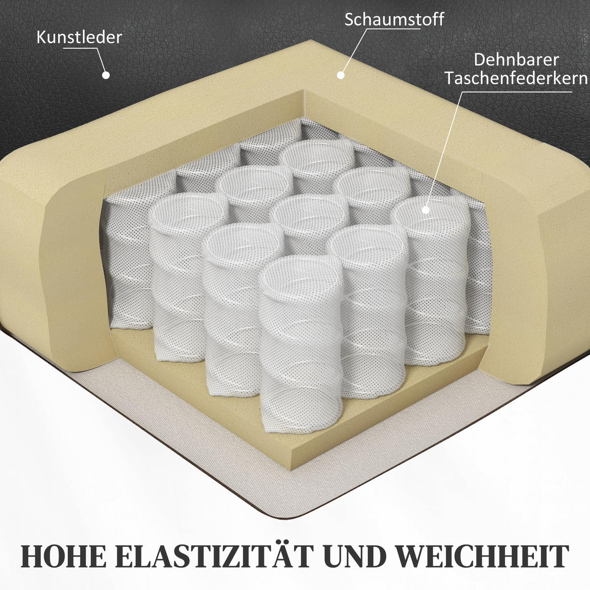 MASSAGESESSEL, Schwarz, Kunstleder, Metall - Schwarz, Metall (99/106/89cm) - HOMCOM