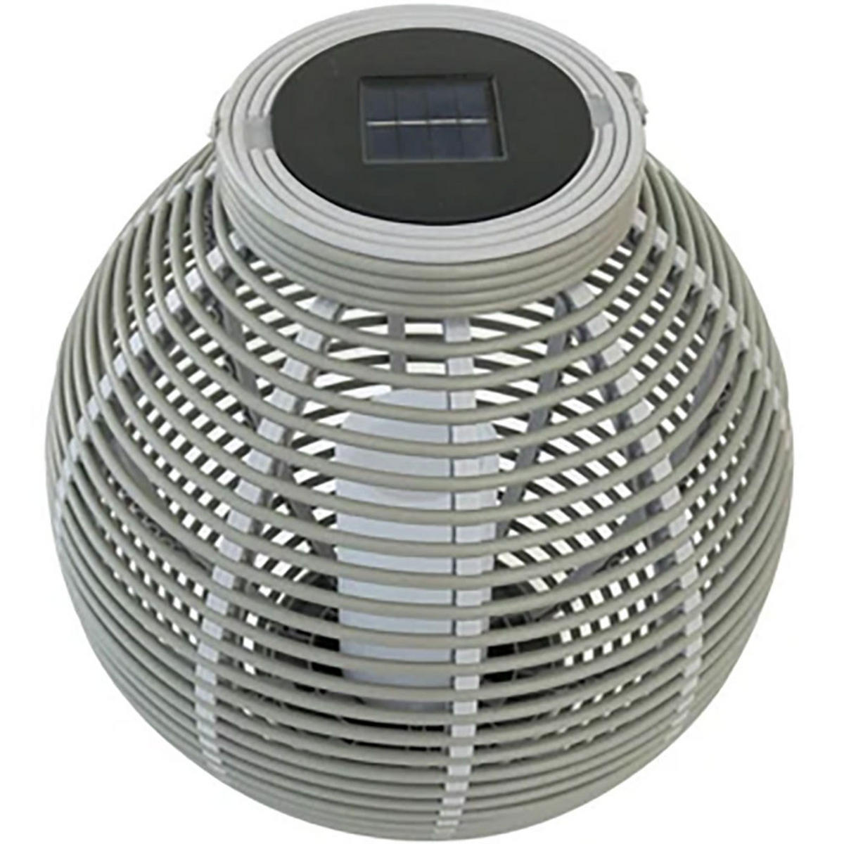 LED SOLARLATERNE Rattan Grau - Grau, Kunststoff (38/38/45.5cm)