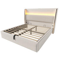 STAURAUMBETT 140/200 cm DE-00569, in Beige, hydraulischem Stauraum - Beige, Metall (140/200cm) - ComfortXL