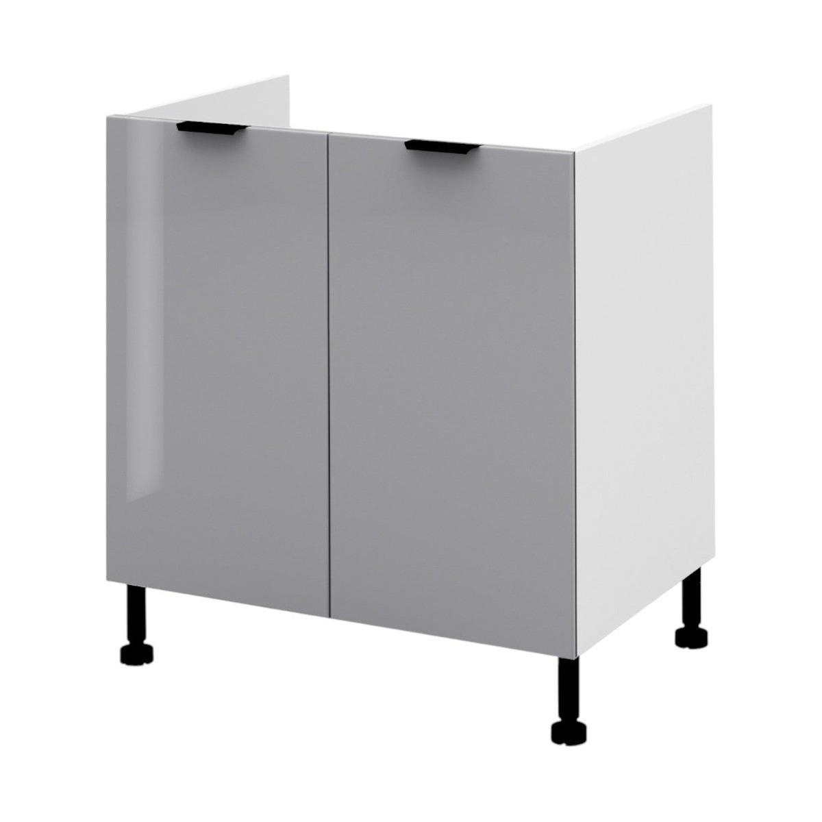 SPÜLENUNTERSCHRANK – 80 cm – DZ80 – Lunara – Grau Hochglanz - Grau, Holzwerkstoff (80/72/52cm) - hi-markt