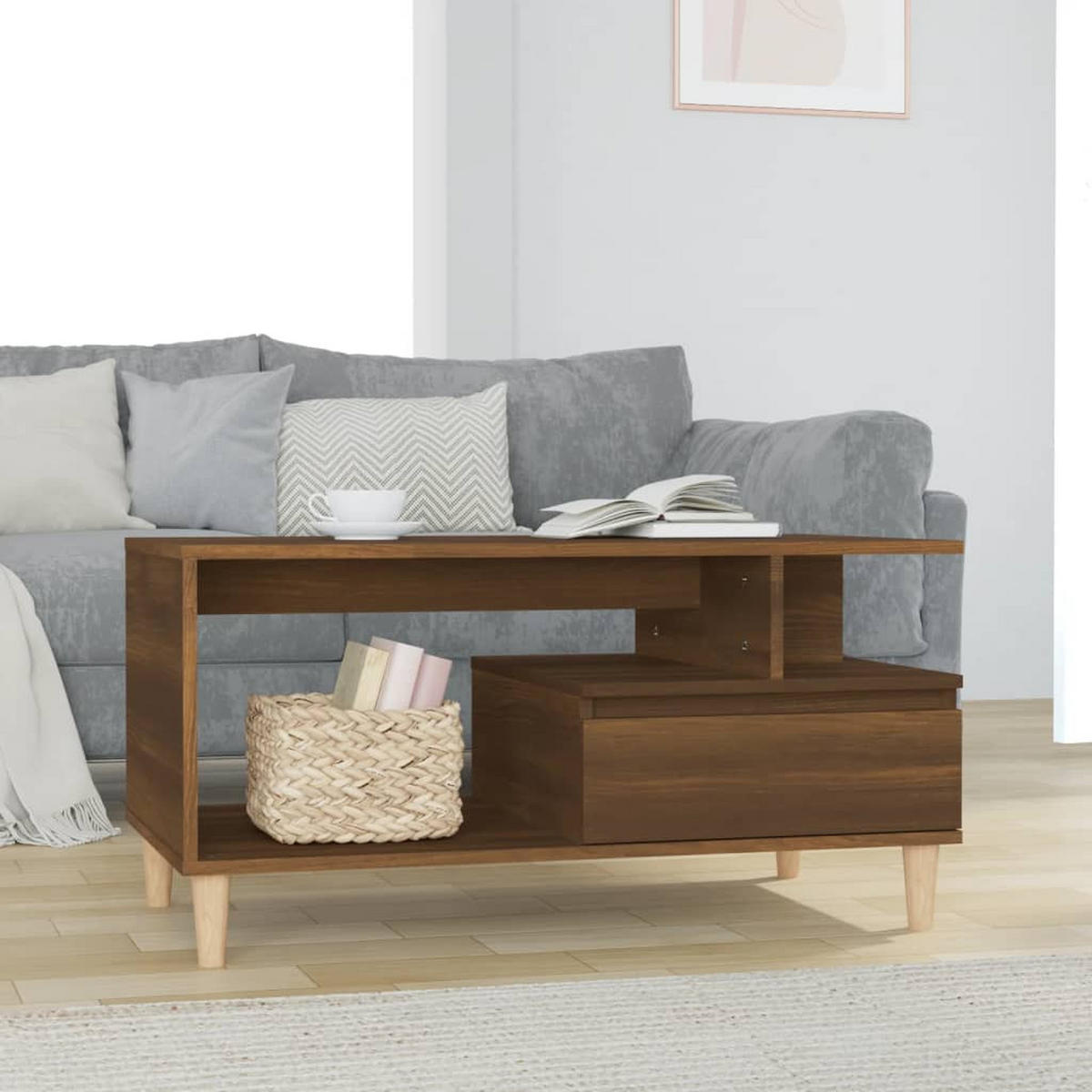 COUCHTISCH Braun Eichen-Optik 90x49x45 cm Holzwerkstoff - Braun, Holzwerkstoff (90/49/45cm) - furnicato