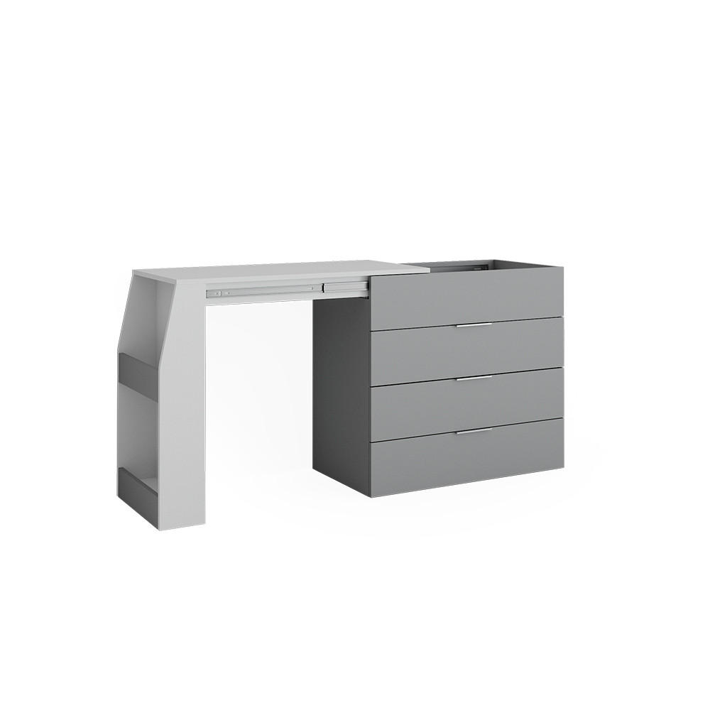 BASTELTISCH Iva Grau 95.5 x 80 cm ausklappbar, 4 Schubladen - Grau, Holzwerkstoff (47/95.5/80cm) - Vicco