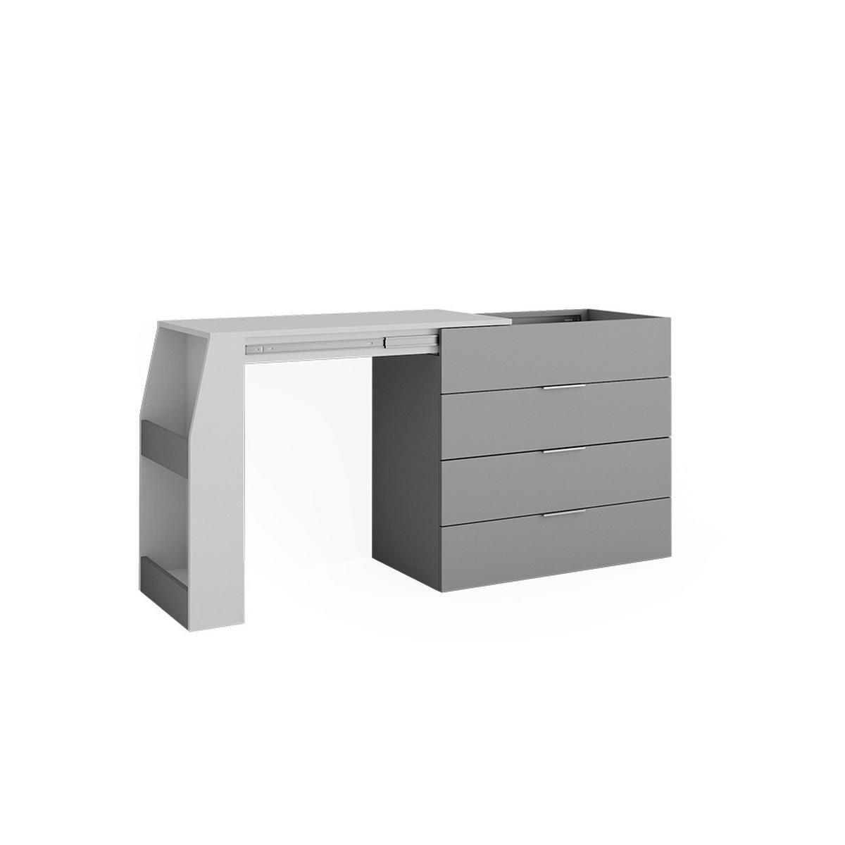 BASTELTISCH Iva Grau 95.5 x 80 cm ausklappbar, 4 Schubladen - Grau, Holzwerkstoff (47/95.5/80cm) - Vicco