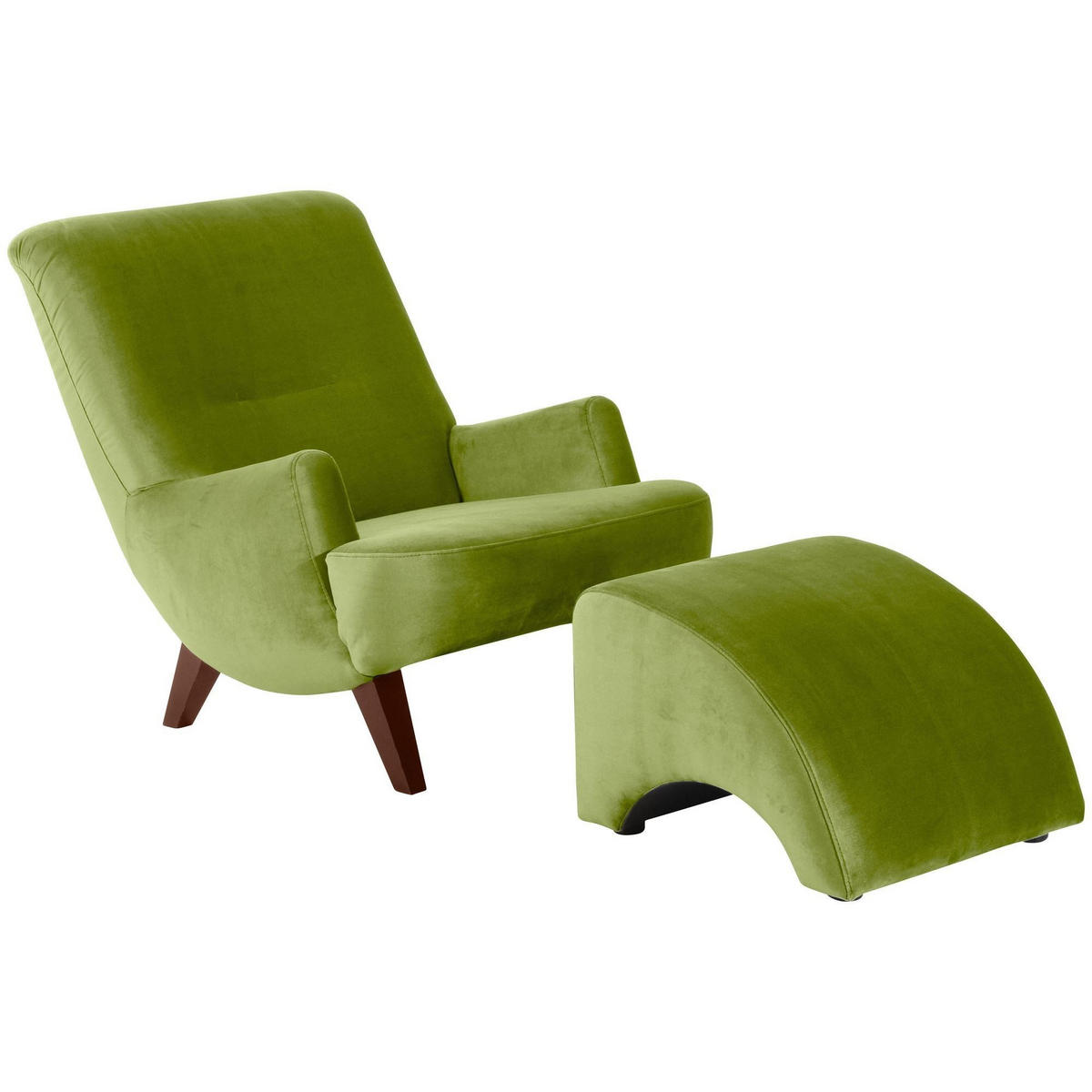 SESSEL Kajsa 71x80x101 Bezug Samtvelours Buche nussbaum/oliv - Nussbaumfarben/Olivgrün, Kunststoff (101/80/71cm) - 58aufmkessel