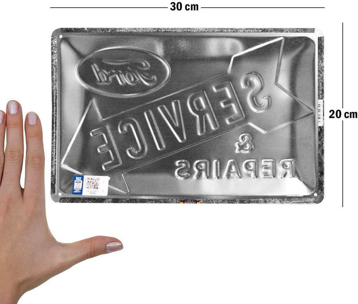 BLECHSCHILD 20/30 cm Ford Service & Repairs - Multicolor, Metall (30/20/0.2cm) - Nostalgic-Art