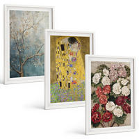 BILDER SET 3er Set - 40x60 cm Weißer Rahmen - Blumen des Baumes (Gemälde von Klimt) - Weiß, Kunststoff (40/60cm) - TULUP