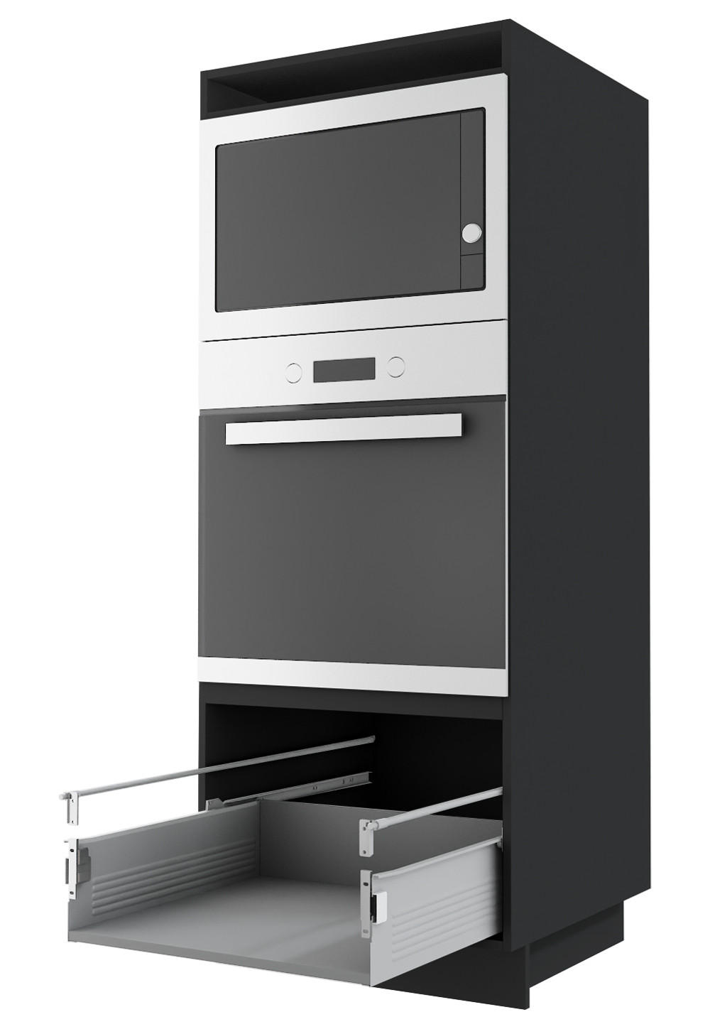 BACKOFENHOCHSCHRANK Kvantum D5AM/60/154 Mint Matt / Schwarz Matt 60 / 59 / 154cm - Schwarz/Mintgrün, Holz/Holzwerkstoff (60/154/59cm) - Feldmann-Wohnen