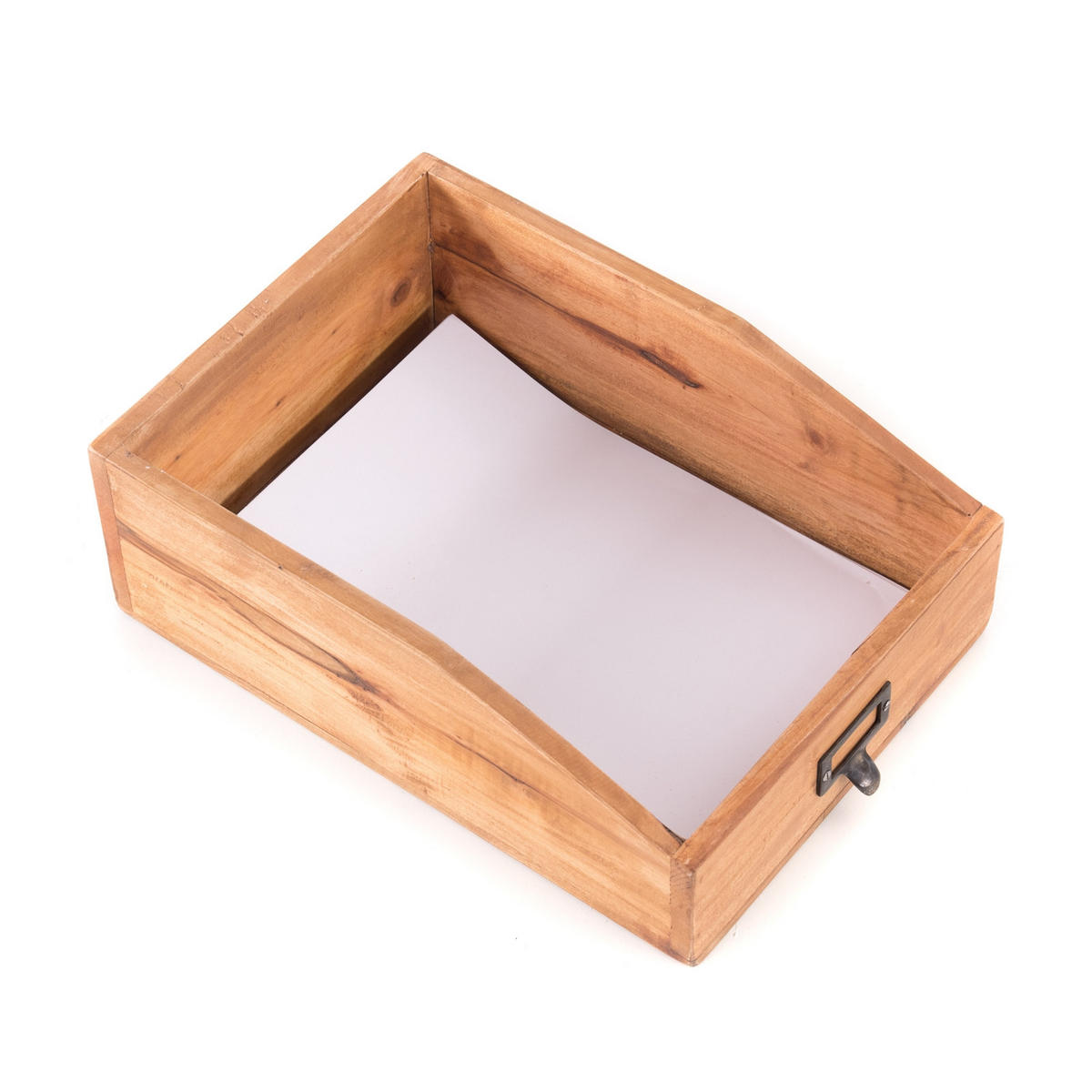 DOKUMENTENABLAGE Carta Mahagoni Holz, etikettierbarer Griff 08 honigfarben gewachst - Honig, Holz (33/24/12cm) - DESIGN DELIGHTS