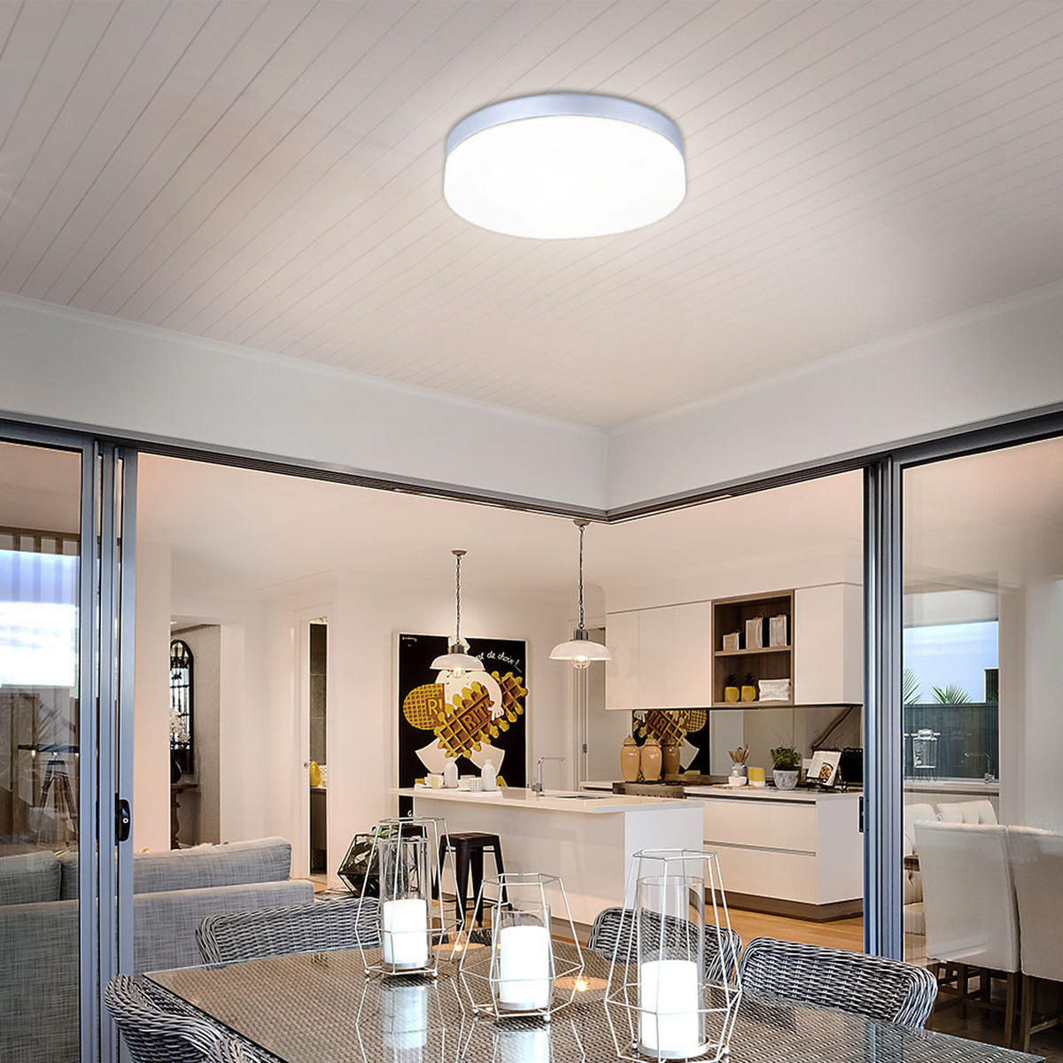 LED AUSSENDECKENLEUCHTE Alu Silber - Silberfarben, Glas (30/30/7cm) - Globo Lighting