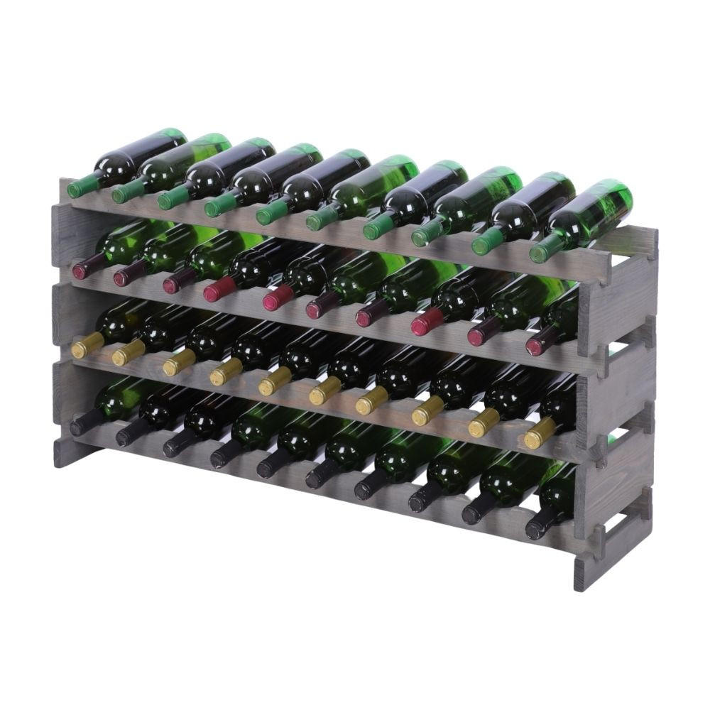 WEINREGAL VINOTECA FLEX PRO HxBxT 51x103x28cm 40 Flaschen auf 4 Ebenen Grau - Grau, Holz (103/51/28cm) - PROREGAL