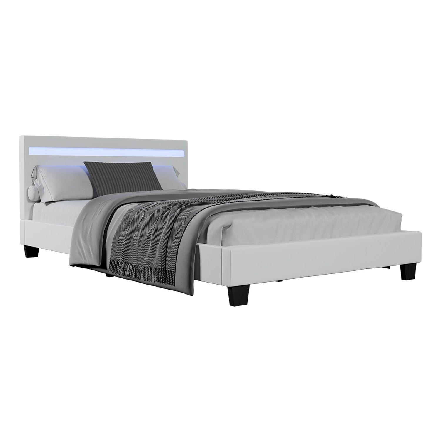POLSTERBETT Verona mit LED weiß 120x200cm - Weiß, Holzwerkstoff (120/200cm) - Juskys