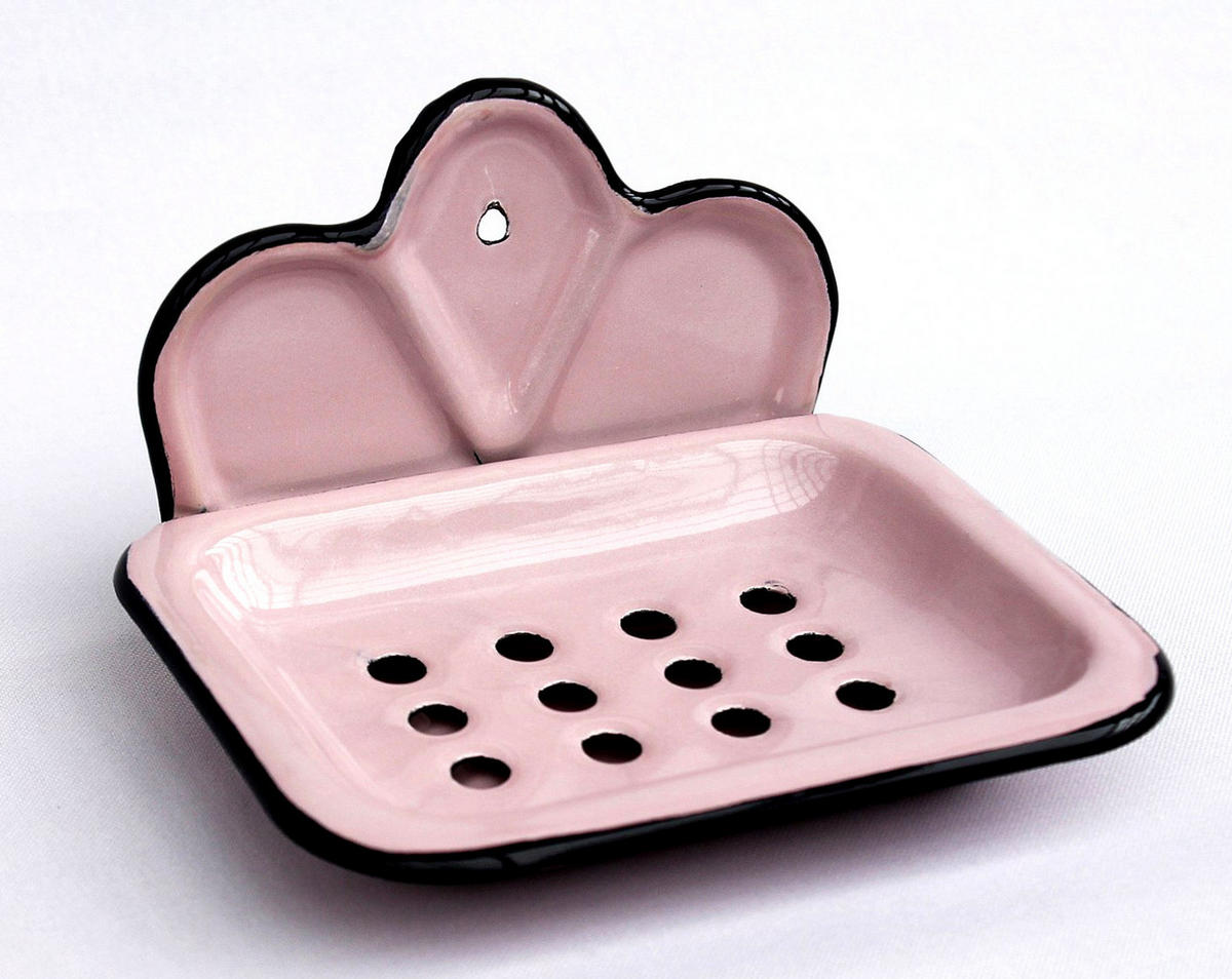 SEIFENHALTER 618 Rosa Seifenschale 13cm emailliert Landhaus Emaille - Rosa, Glas (13/7/11cm) - DanDiBo