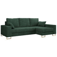 ECKSOFA Dorian Cord Grün - Goldfarben/Grün, Textil/Metall (242/138cm) - MKS