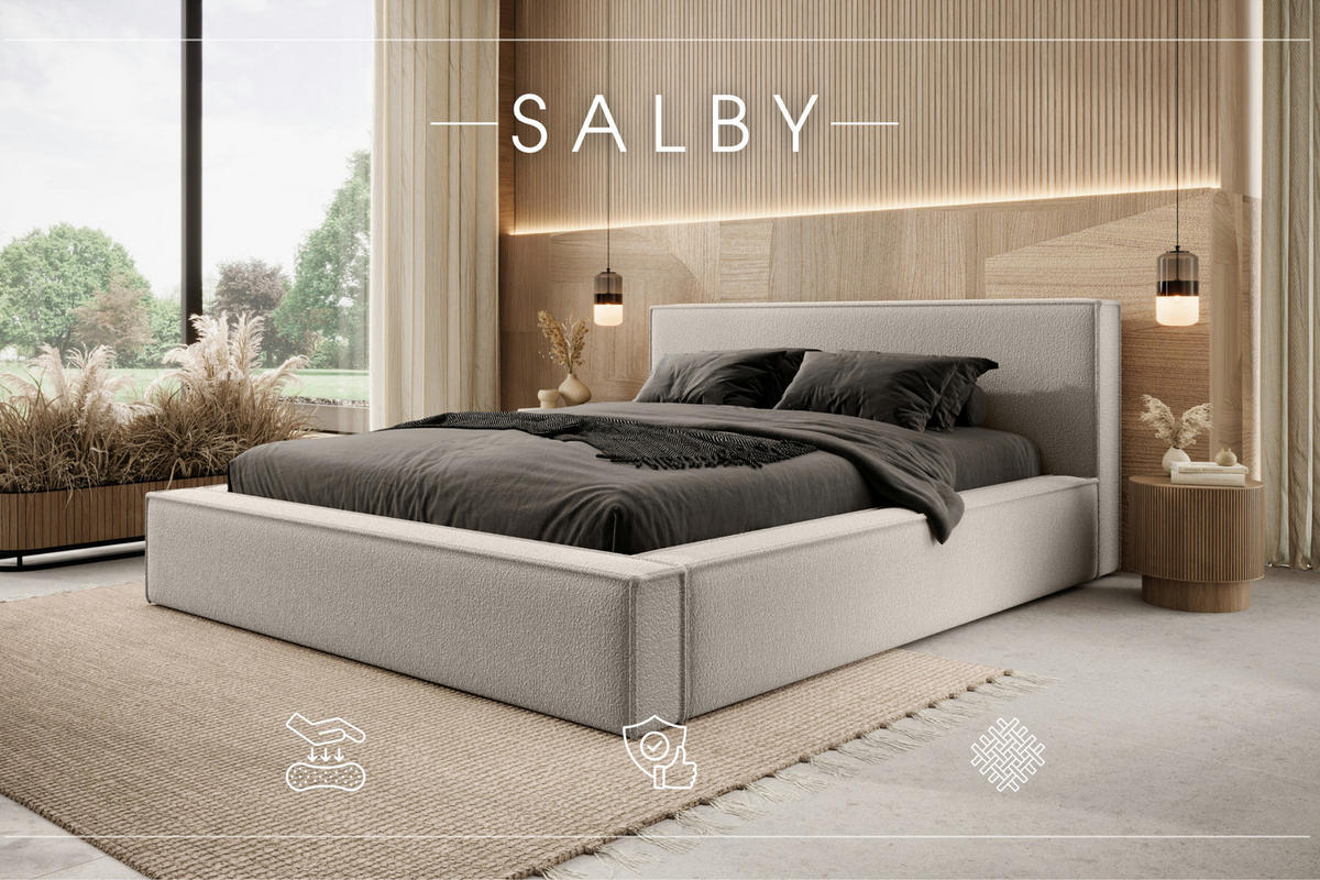POLSTERBETT mit Bettkasten Salby 180x200 cm, Beige - Beige, Textil (180/200cm) - Meblito