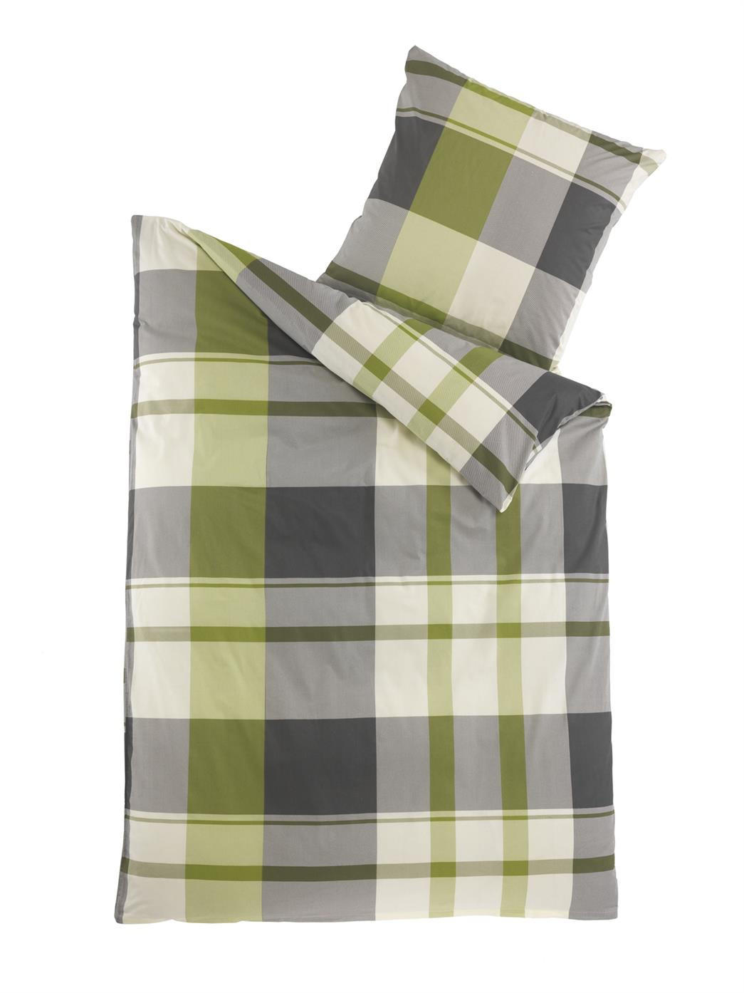 BETTWÄSCHE 135x200 Renforce Baumwolle Bettbezug Karo Muster Grün Grau kariert - Grün, Textil (135/200cm) - Carpe Sonno