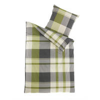 BETTWÄSCHE 135x200 Renforce Baumwolle Bettbezug Karo Muster Grün Grau kariert - Grün, Textil (135/200cm) - Carpe Sonno