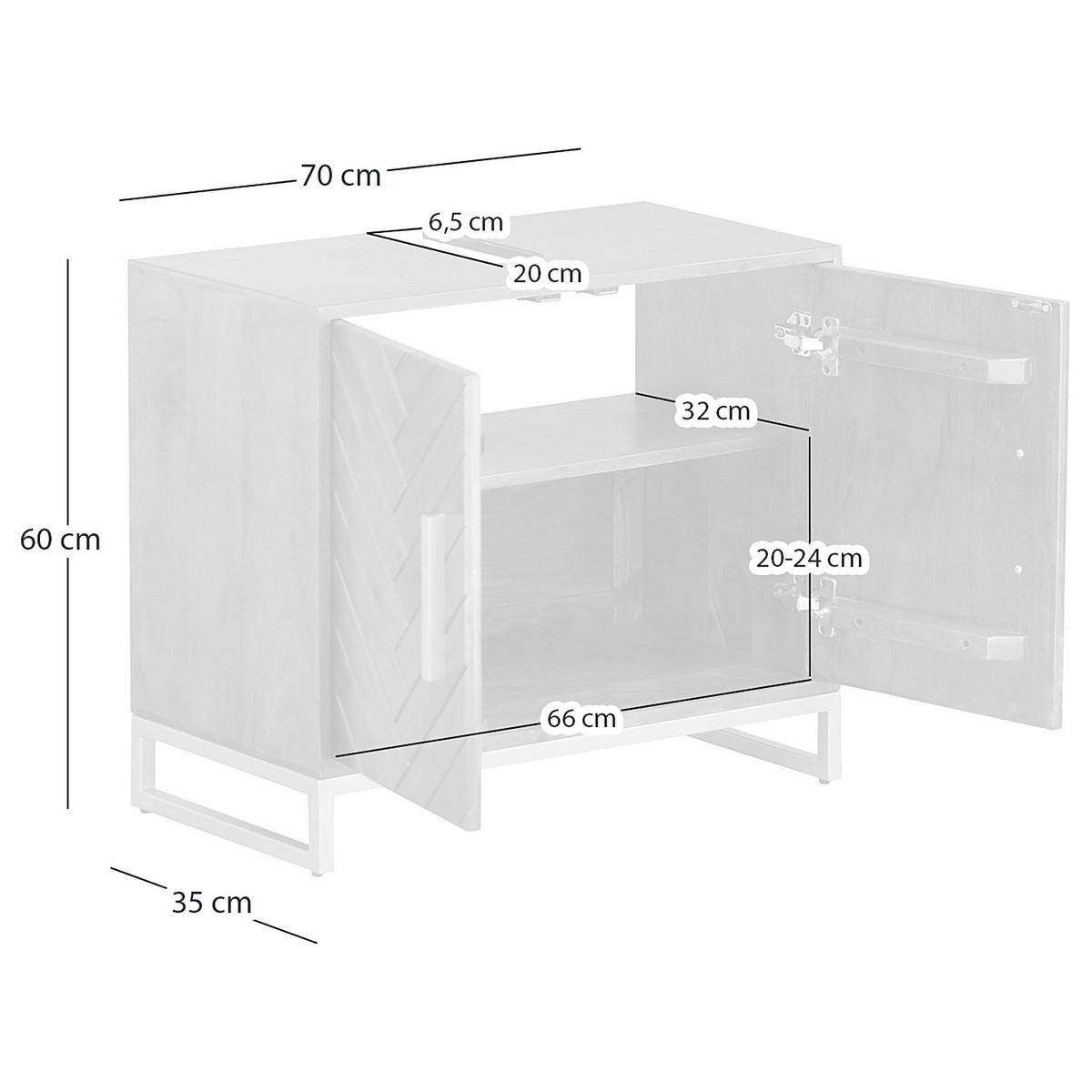 WASCHBECKENUNTERSCHRANK - Akazie massiv / Eisen - Akaziefarben, Holz/Metall (70/60/35cm) - home24