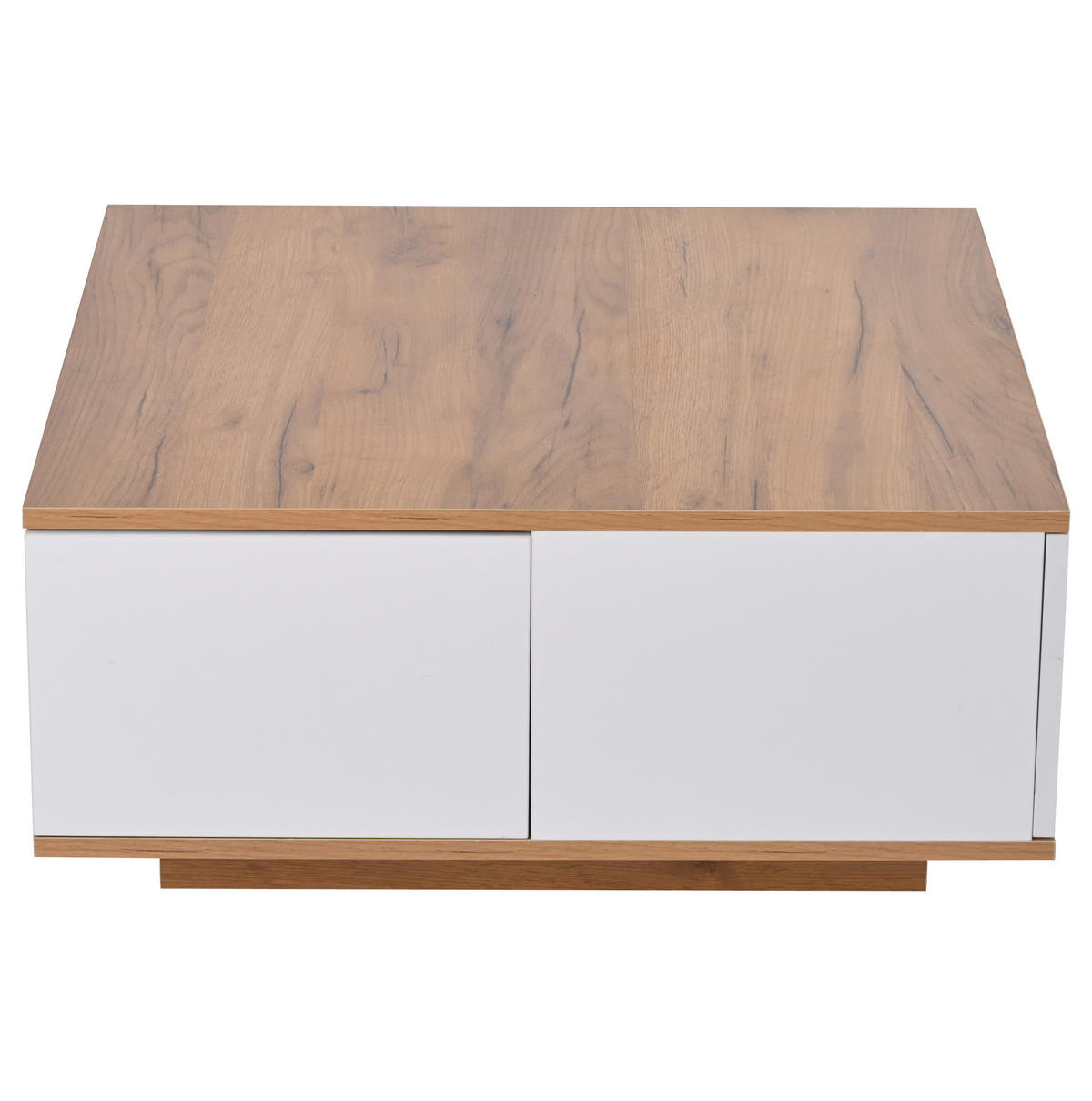 COUCHTISCH aus Spanplatte 70x70x31,5 cm Weiß/Walnuss mit 3 Schubladen und offenem Stauraum - Walnussfarben, Holzwerkstoff (70/70/31.5cm) - IVMEU