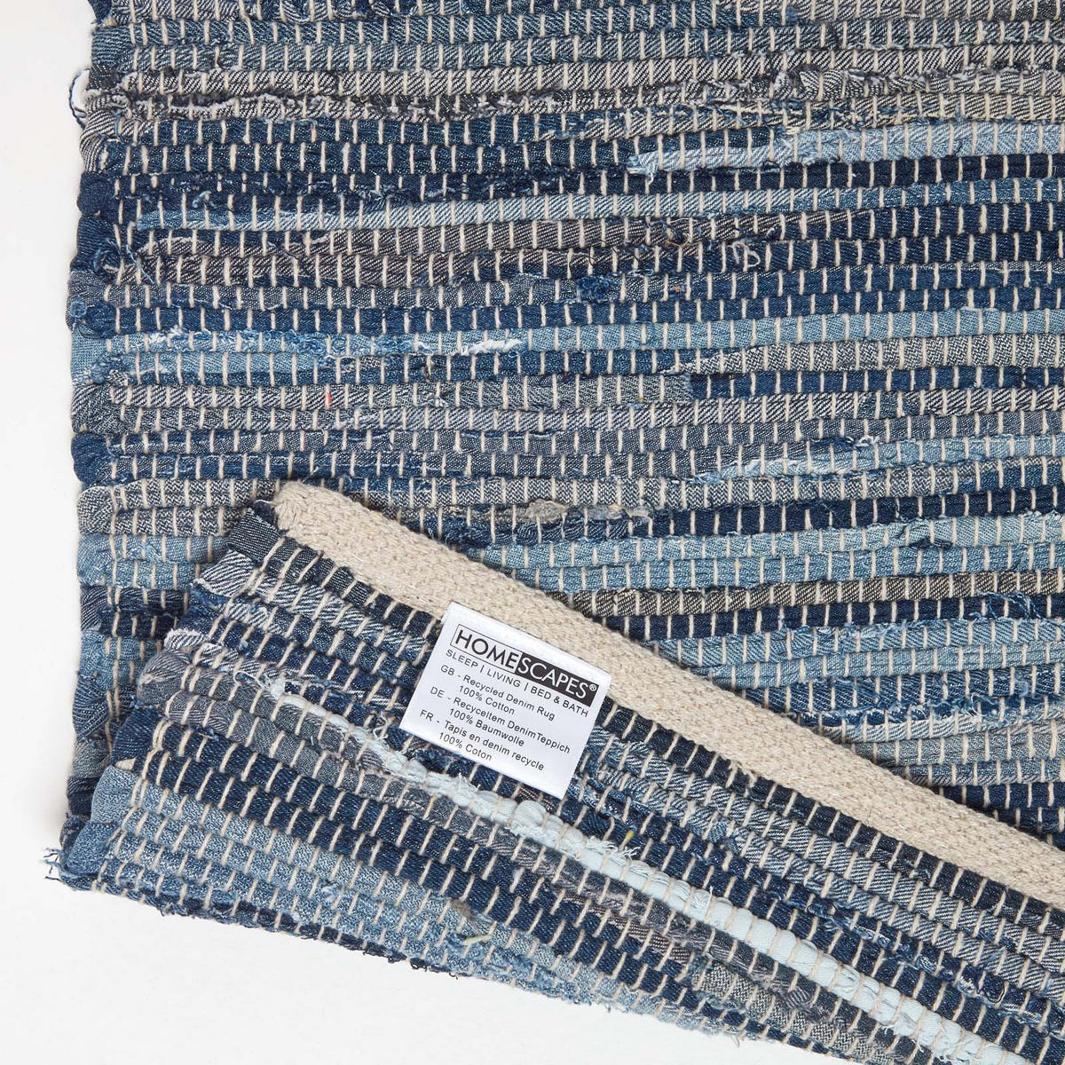 FLICKENTEPPICH-LÄUFER aus Recycling-Denim 66/200 cm - Blau, Textil (66/200cm) - Homescapes