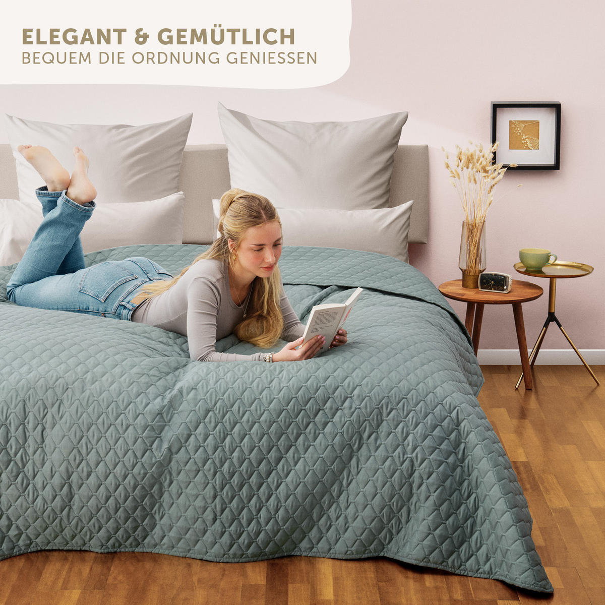 TAGESDECKE 170x210 cm, waschbarer Sofa- & Couchüberwurf, Grün - Grün, Textil (170/210cm) - Blumtal