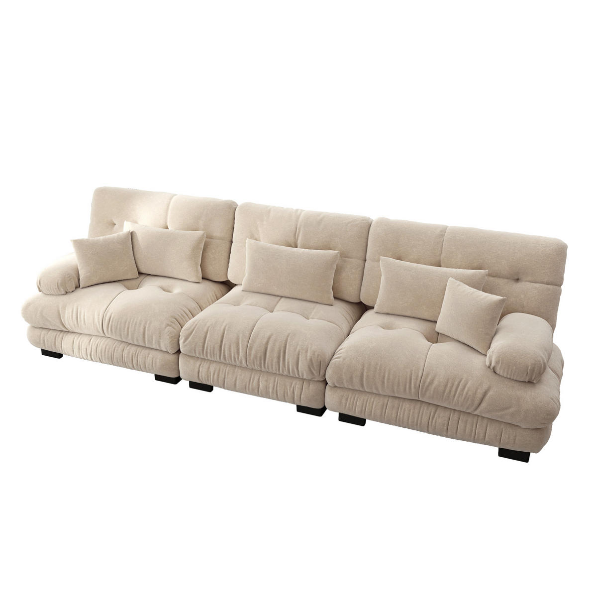 ECKSOFA mit Tiefensitz, runden Armlehnen und Chenille-Bezug, Hellbraun - Cappuccino, Textil (313/77cm) - Redom