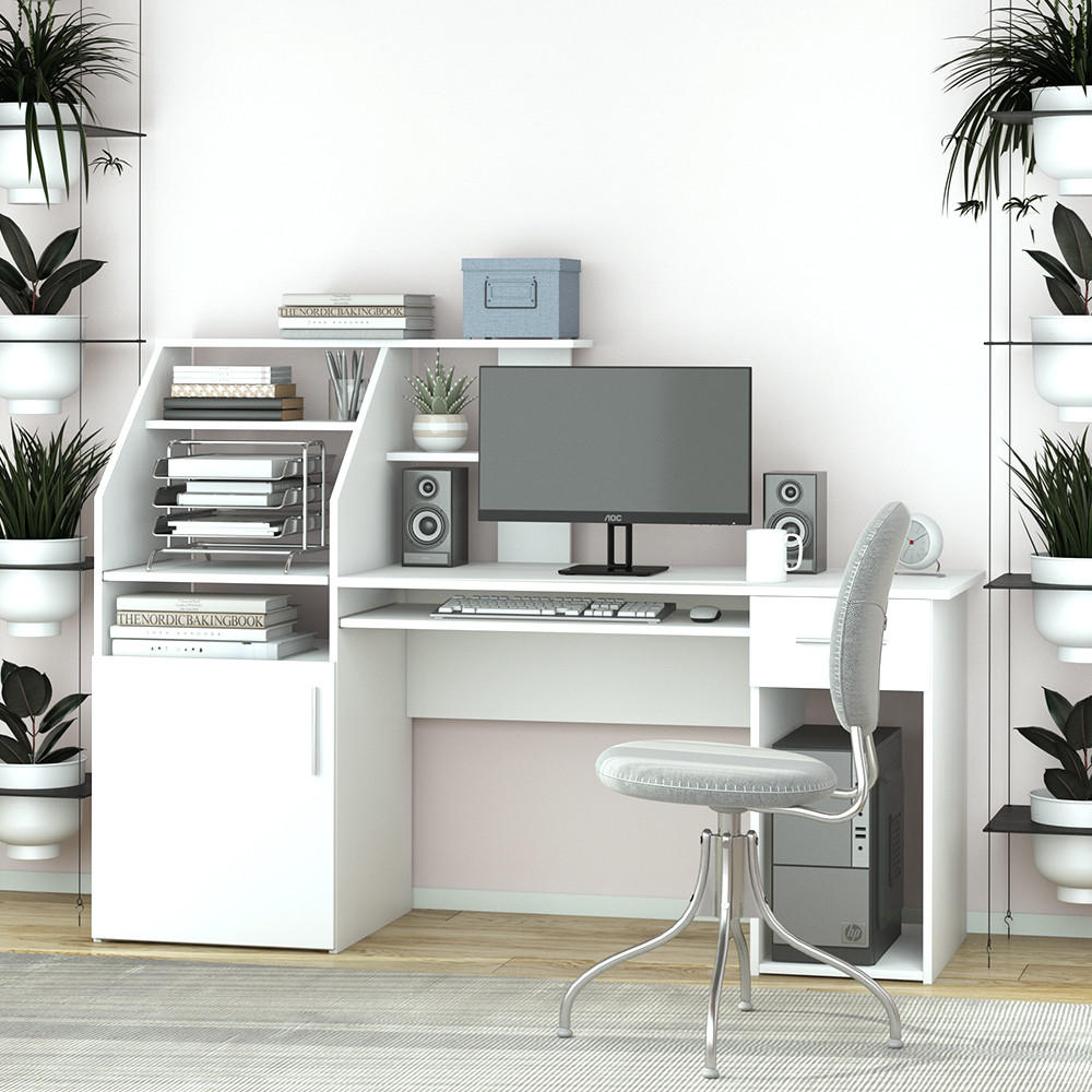 SCHREIBTISCH Edwin Weiß 166 x 50.5 cm - Weiß, Holzwerkstoff (50.5/166/117cm) - Vicco