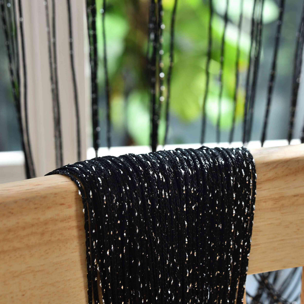 FADENGARDINE Shanghai HxB 230x100 cm Schwarz Lurex - Schwarz, Textil (100/230cm) - Gardinenbox