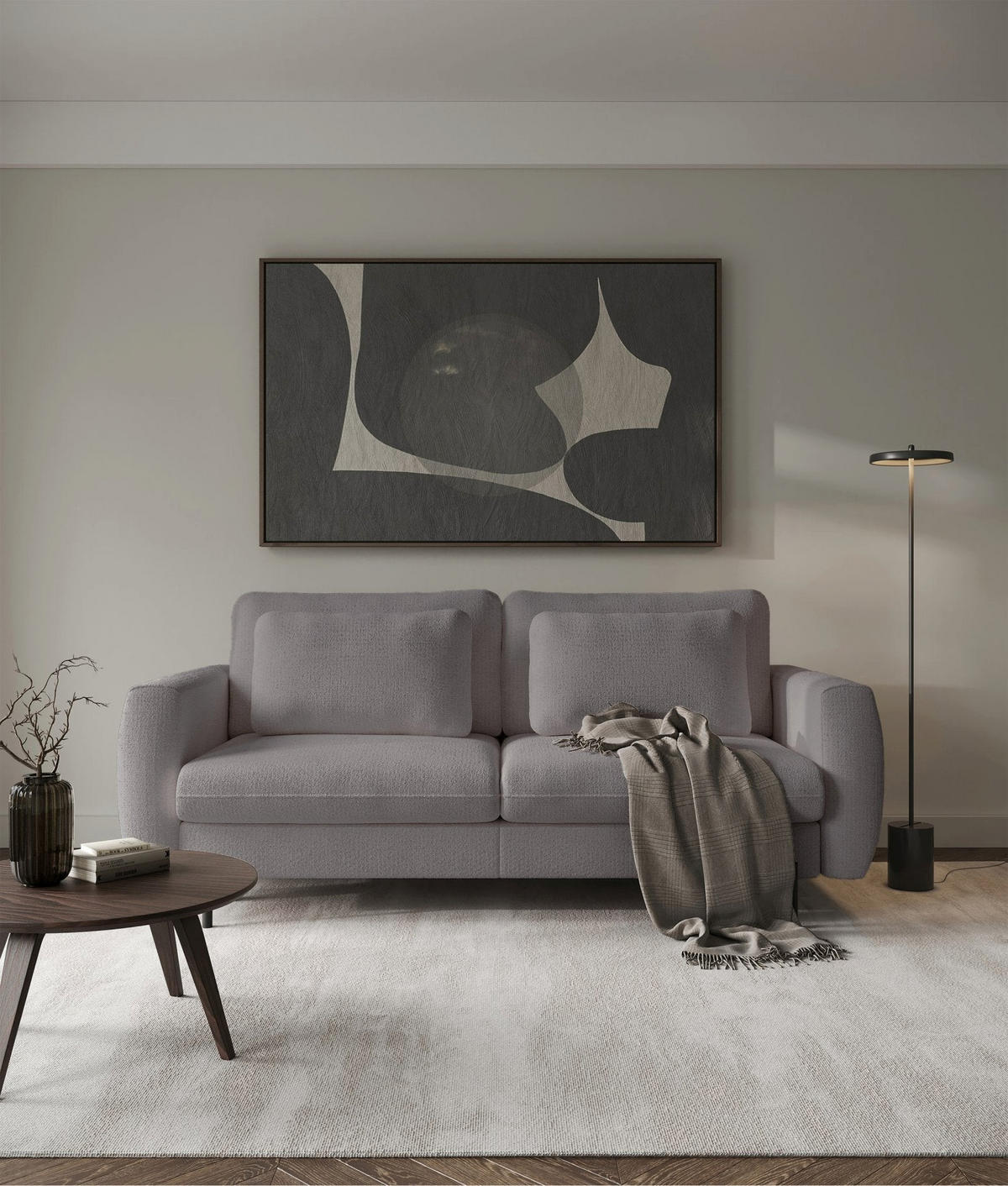 SOFA Rane greige mit Schlaffunktion - Taupe/Schwarz, Textil/Metall (236/90/102cm) - Selsey