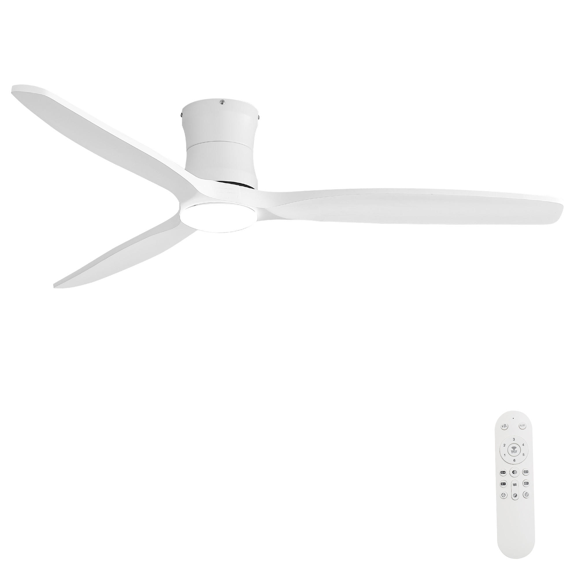 DECKENVENTILATOR 52Zoll Weiß LED Licht DC Motor Timer - Weiß, Kunststoff (132.08/132.08/28.5cm) - CASIVA