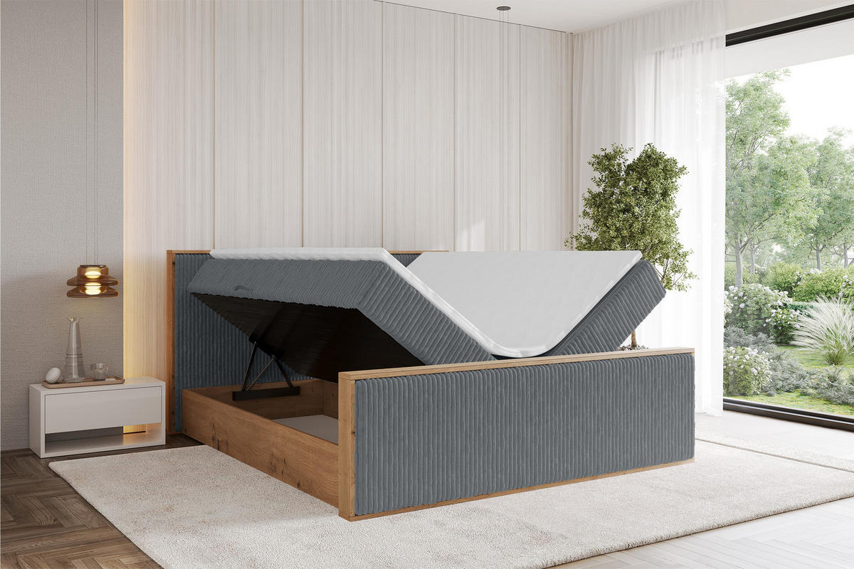 BOXBETT LOLLI9 -Z 120x200 - H3 Dunkelgrau - Dunkelgrau, Holzwerkstoff (120/200cm) - ALTDECOR