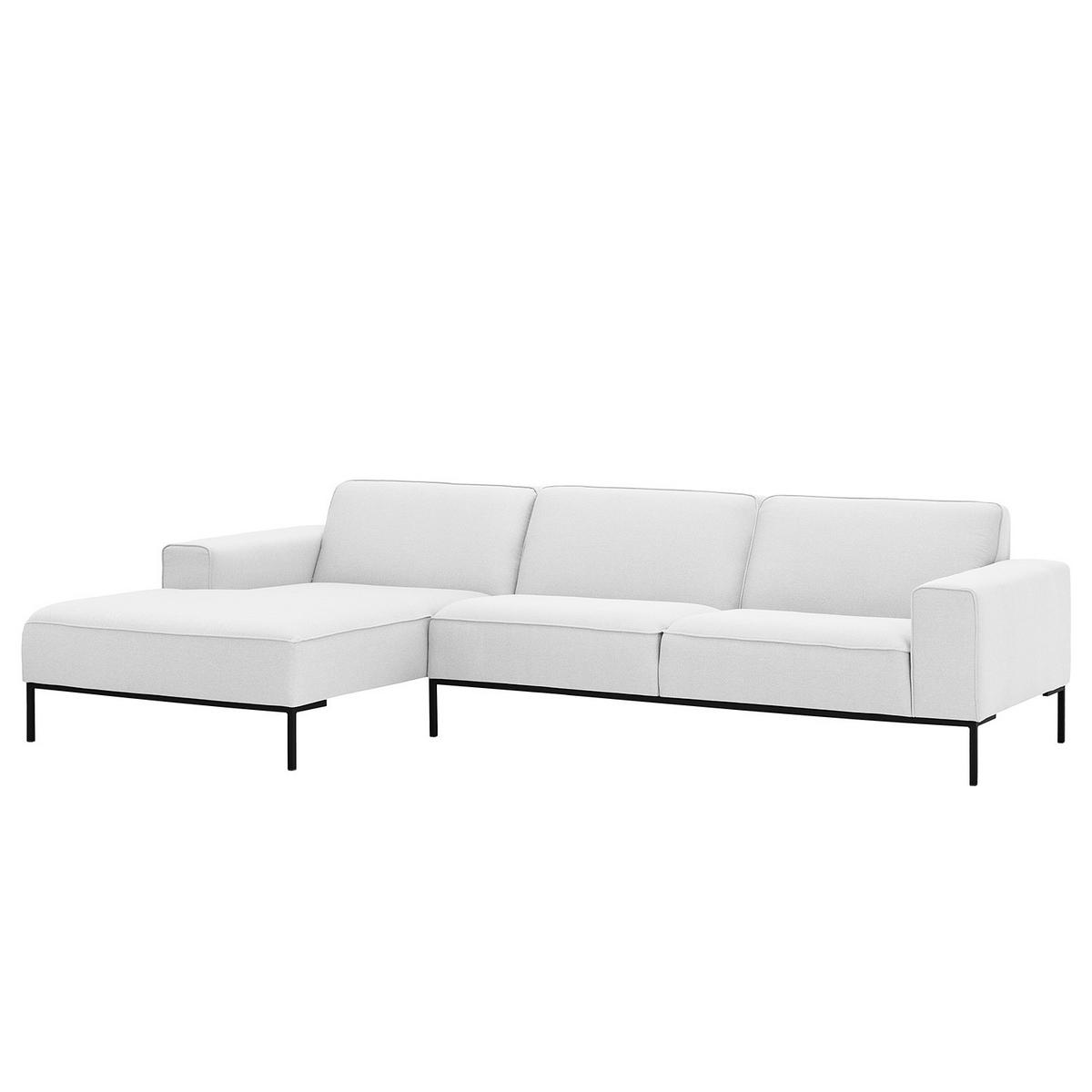 ECKSOFA mit Longchair - Webstoff - Schwarz/Weiß, Textil (285/168cm) - home24