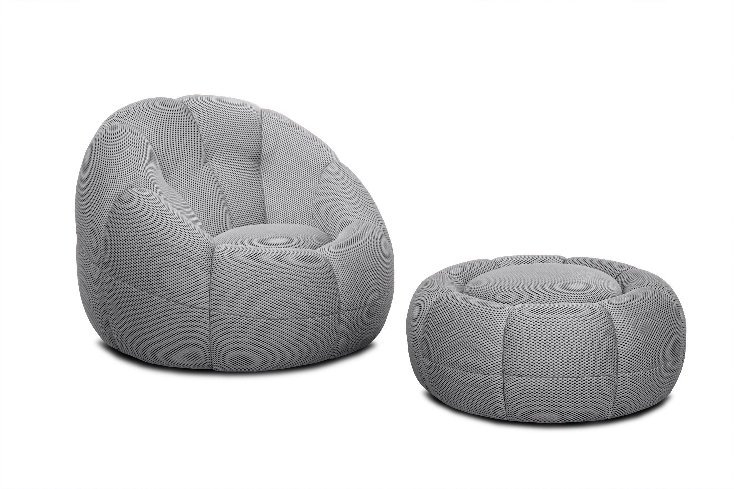 SESSEL UND POUF FIGO UND FAGO, grau - Grau, Holzwerkstoff/Textil (104/83/104cm) - Courtois Laville