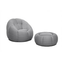 SESSEL UND POUF FIGO UND FAGO, grau - Grau, Holzwerkstoff/Textil (104/83/104cm) - Courtois Laville