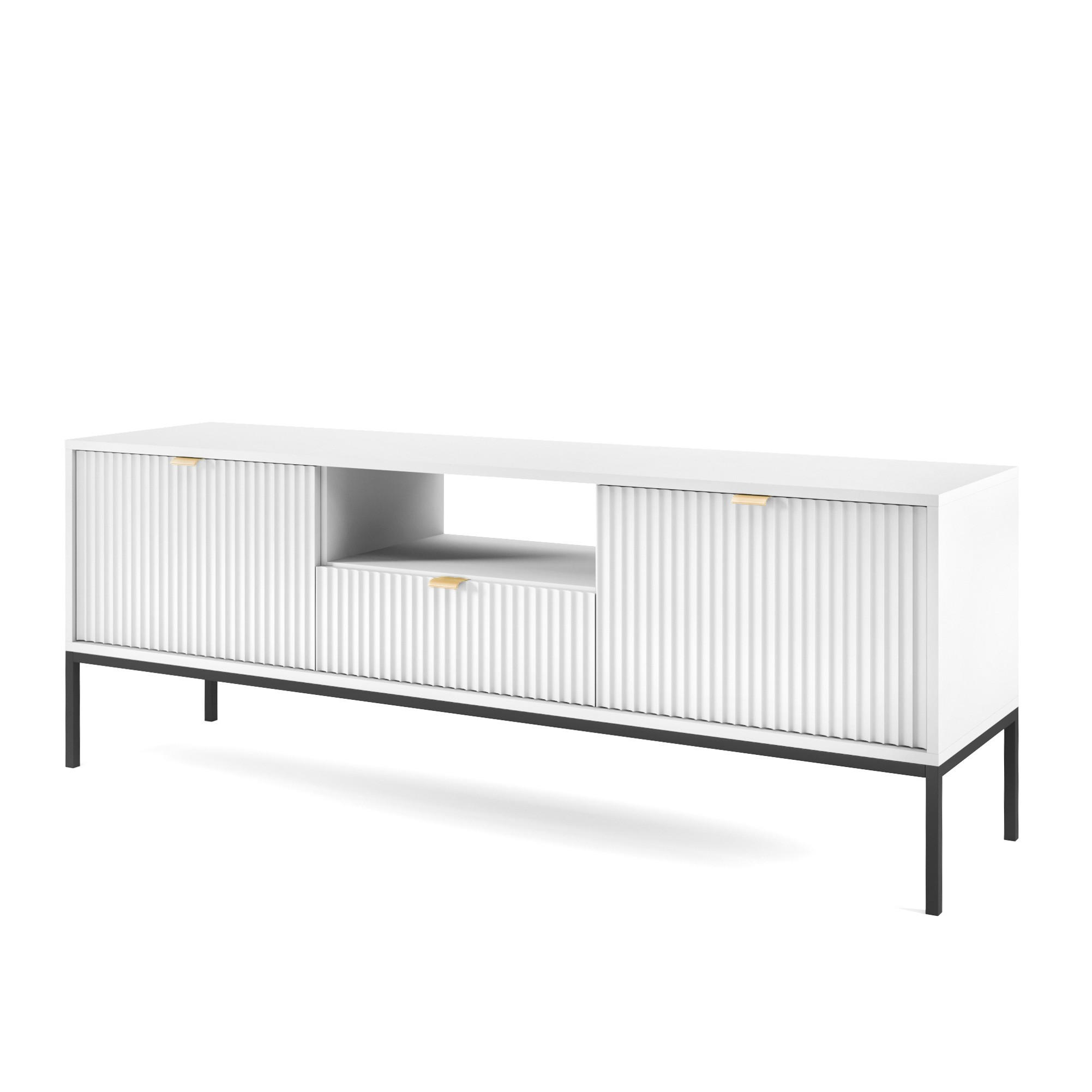 LOWBOARD STELLARE 154x39x56 cm mit 1 Schubladen und 2 Türen Weiß - Weiß, Holzwerkstoff (154/56/39cm) - MASSENO